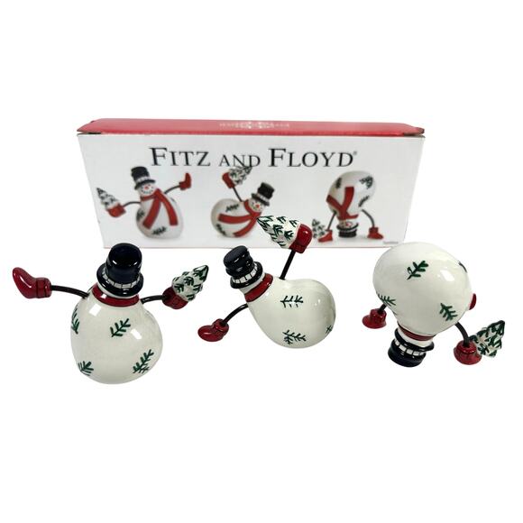 Fitz and Floyd Celebrate Christmas Snowmen-Original Box-Set of 3 - Picture 4 of 7